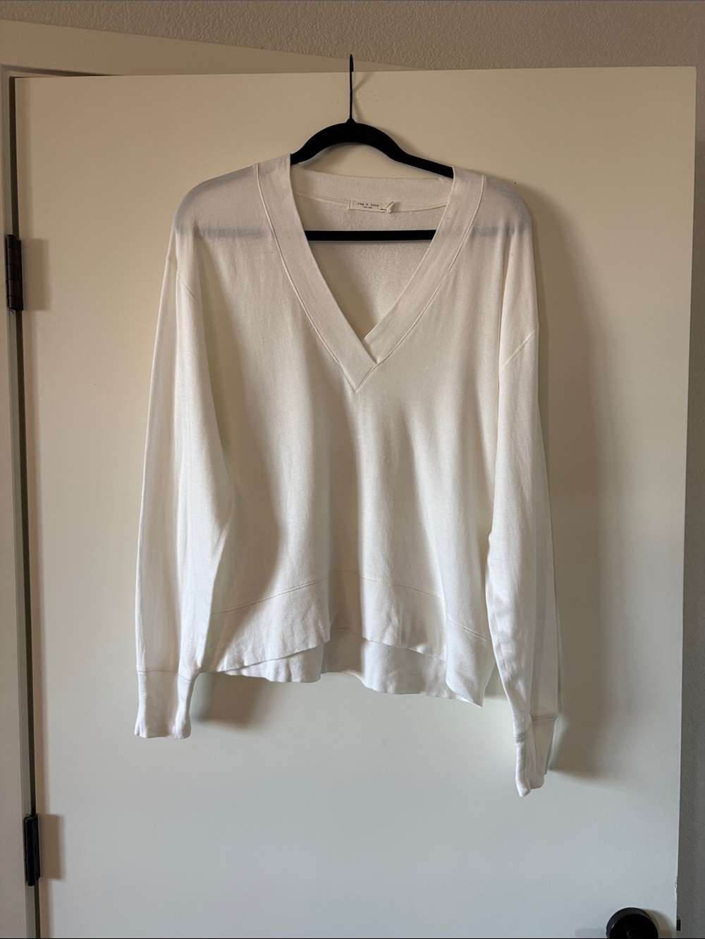 rag & bone White Knit V-Neck Sweater